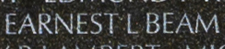 Engraving on The Wall of the name of Private First Class Earnest L. Beam, U.S. Marine Corps